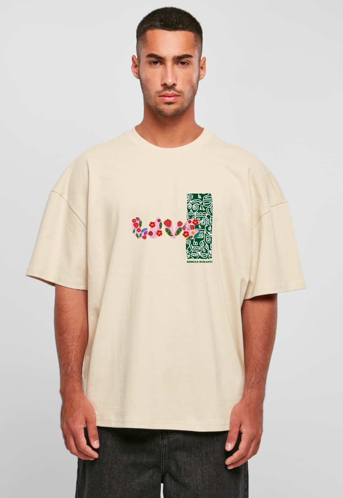 T-SHIRT RK LOVE BLOOM SAND